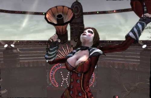 Mad Moxxi verkündet Neuigkeiten (Quelle: http://www.borderlandsthegame.com/madmoxxi/de/) Mad Moxxi verkündet Neuigkeiten (Quelle: http://www.borderlandsthegame.com/madmoxxi/de/)