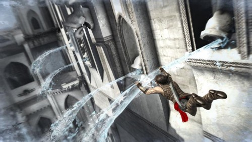 Prince of Persia die vergessene Zeit. Der Prinz hangelt an gefrorenem Wasser