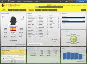 FM2013: Manual Almunia in der Spieleransicht