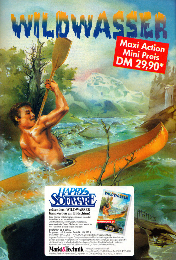 Bild 6: Werbung für „Wildwasser“ in der Happy Computer, Ausgabe Juli 1984